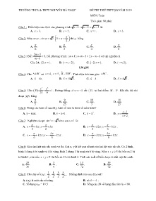 Đề thi thử THPT Quốc Gia năm 2019 môn Toán - Trường THCS & THPT Nguyễn Bá Ngọc (Có lời giải)