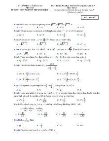 Đề thi thử THPT Quốc Gia năm 2019 môn Toán - Trường THPT Nguyễn Thị Minh Khai (Có đáp án)