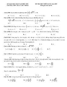 Đề thi thử THPT Quốc Gia năm 2019 môn Toán - Trường THPT Phan Chu Trinh (Có đáp án)