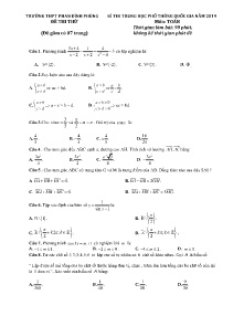 Đề thi thử THPT Quốc Gia năm 2019 môn Toán - Trường THPT Phan Đình Phùng (Có đáp án)