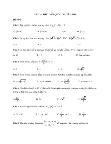 Đề thi thử THPT Quốc Gia năm 2019 môn Toán