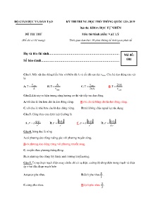 Đề thi thử THPT Quốc Gia năm 2019 môn Vật Lý - Mã đề 001 - Bộ GD&ĐT