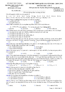 Đề thi thử THPT Quốc Gia năm học 2018-2019 lần 1 môn Hóa Học Lớp 12 - Mã đề 132 - Trường THPT Ngô Sĩ Liên (Có đáp án)