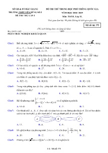 Đề thi thử THPT Quốc Gia năm học 2018-2019 Lần 1 môn Toán Lớp 11 - Mã đề 375 - Trường THPT Yên Dũng Số 3 (Có đáp án