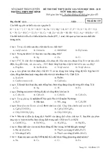 Đề thi thử THPT Quốc Gia năm học 2018-2019 môn Hóa Học - Mã đề 129 - Trường THPT Phú Bình (Có đáp án)