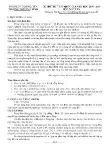 Đề thi thử THPT Quốc Gia năm học 2018-2019 môn Ngữ Văn - Trường THPT Phú Bình (Có đáp án)