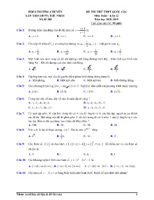 Đề thi thử THPT Quốc Gia năm học 2018-2019 môn Toán Lớp 12 lần thi chung thứ nhất - Mã đề 280 - Hội 8 Trường Chuyên (Có đáp án)