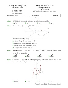 Đề thi thử THPT Quốc Gia năm học 2018-2019 môn Toán - Mã đề 001 - Sở GD&ĐT Điện Biên (Có đáp án)