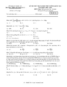 Đề thi thử THPT Quốc Gia năm học 2018-2019 môn Toán - Mã đề 216 - Trường THPT Quỳnh Lưu 3 (Có đáp án)