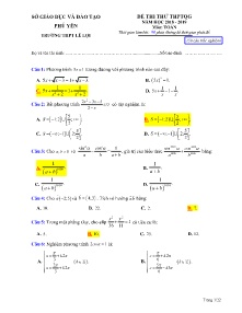 Đề thi thử THPT Quốc Gia năm học 2018-2019 môn Toán - Trường THPT Lê Lợi (Có đáp án)