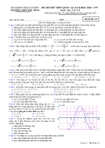 Đề thi thử THPT Quốc Gia năm học 2018-2019 môn Vật Lí - Mã đề 134 - Trường THPT Phú Bình (Có đáp án)