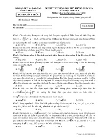 Đề thi thử THPT Quốc Gia năm học 2018-2019 môn Vật Lí - Mã đề 020 - Sở GD&ĐT Ninh Bình