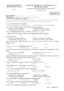 Đề thi thử THPTQG lần 1 năm học 2018-2019 môn Hóa Học - Mã đề 132 - Trường THPT Yên Lạc 2 (Có đáp án)