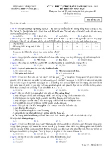 Đề thi thử THPTQG lần 1 năm học 2018-2019 môn Sinh Học - Mã đề 132 - Trường THPT Yên Lạc 2 (Có đáp án)