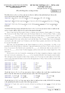 Đề thi thử THPTQG lần 1 năm học 2018-2019 môn Tiếng Anh - Mã đề 123 - Trường THPT Đoàn Thượng (Có đáp án)