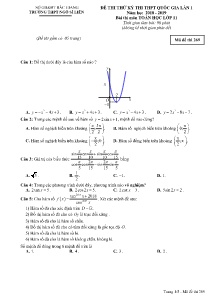 Đề thi thử THPTQG Lần 1 năm học 2018-2019 môn Toán Học Lớp 11 - Mã đề 269 - Trường THPT Ngô Sĩ Liên (Có đáp án)