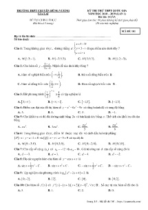 Đề thi thử THPTQG lần 1 năm học 2018-2019 môn Toán - Mã đề 101- Trường THPT Chuyên Hùng Vương Gia Lai (Có đáp án)