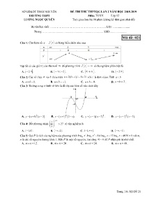 Đề thi thử THPTQG lần 2 năm học 2018-2019 môn Toán Lớp 12 - Mã đề 021 - Trường THPT Lương Ngọc Quyến
