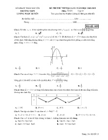 Đề thi thử THPTQG lần 2 năm học 2018-2019 môn Toán Lớp 12 - Mã đề 019 - Trường THPT Lương Ngọc Quyến