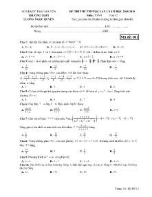 Đề thi thử THPTQG lần 2 năm học 2018-2019 môn Toán Lớp 12 - Mã đề 011 - Trường THPT Lương Ngọc Quyến