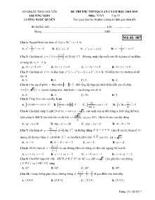 Đề thi thử THPTQG lần 2 năm học 2018-2019 môn Toán Lớp 12 - Mã đề 007 - Trường THPT Lương Ngọc Quyến