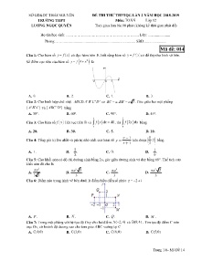 Đề thi thử THPTQG lần 2 năm học 2018-2019 môn Toán Lớp 12 - Mã đề 014 - Trường THPT Lương Ngọc Quyến