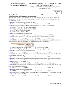 Đề thi thử THPTQG Lần 3 năm học 2018 - 2019 môn Hóa Học - Mã đề 209 - Trường THPT Yên Lạc 2