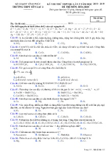 Đề thi thử THPTQG lần 3 năm học 2018-2019 môn Hóa Học - Mã đề 132 - Trường THPT Yên Lạc 2 (Có đáp án)
