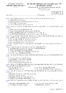 Đề thi thử THPTQG lần 3 năm học 2018-2019 môn Lịch Sử- Mã đề 132 - Trường THPT Yên Lạc 2 (Có đáp án)