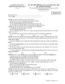 Đề thi thử THPTQG Lần 3 năm học 2018 - 2019 môn Sinh Học - Mã đề 570 - Trường THPT Yên Lạc 2