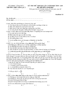 Đề thi thử THPTQG lần 3 năm học 2018-2019 môn Sinh Học - Mã đề 132 - Trường THPT Yên Lạc 2 (Có đáp án)