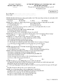 Đề thi thử THPTQG Lần 3 năm học 2018 - 2019 môn Sinh Học - Mã đề 743 - Trường THPT Yên Lạc 2