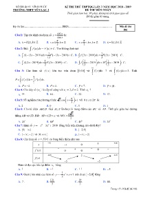 Đề thi thử THPTQG Lần 3 năm học 2018 - 2019 môn Toán - Mã đề 106 - Trường THPT Yên Lạc 2