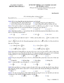 Đề thi thử THPTQG Lần 3 năm học 2018 - 2019 môn Vật Lí - Mã đề 132 - Trường THPT Yên Lạc 2