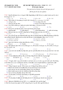 Đề thi thử THPTQG lần 4 năm học 2018-2019 môn Sinh Học - Trường THPT Chuyên Bắc Ninh (Có đáp án)
