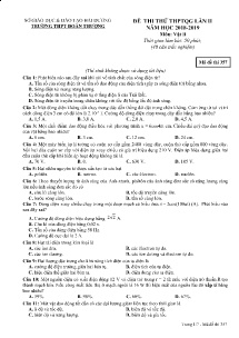 Đề thi thử THPTQG lần II năm học 2018-2019 môn Vật Lí - Mã đề 357 - Trường THPT Đoàn Thượng (Có đáp án)
