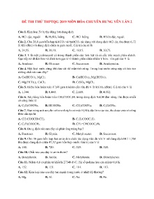 Đề thi thử THPTQG năm 2019 lần 2 môn Hóa Học - Trường THPT Chuyên Hưng Yên (Có đáp án)