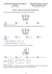 Đề thi thử THPTQG năm 2019 môn Toán Lớp 12 lần 3 - Trường THPT Chuyên Quang Trung (Có lời giải)