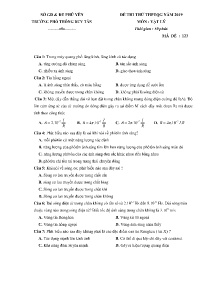 Đề thi thử THPTQG năm 2019 môn Vật Lý - Mã đề 123 - Trường Phổ Thông Duy Tân (Có lời giải)