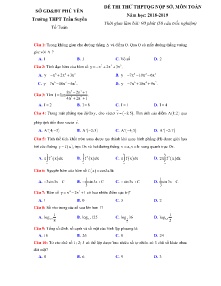 Đề thi thử THPTQG năm học 2018-2019 môn Toán - Trường THPT Trần Suyền (Có lời giải)
