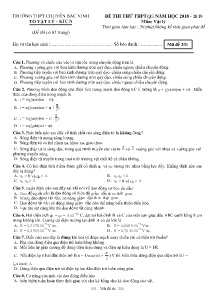 Đề thi thử THPTQG năm học 2018-2019 môn Vật Lý - Mã đề 201 - Trường THPT Chuyên Bắc Ninh (Có đáp án)