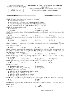 Đề thi thử THPTQG tháng 2, năm học 2018-2019 môn Vật Lý - Mã đề 485 - Trường THPT Đoàn Thượng (Có đáp án)
